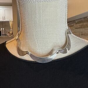 Vintage Marino Modernist Silver-Tone Sculpted Collar Necklace, Adjustable